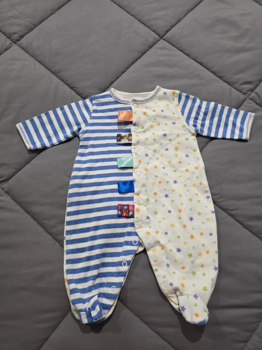 Taggies Mixed Pattern Footed Romper Stars and Stripes 0-3 Months